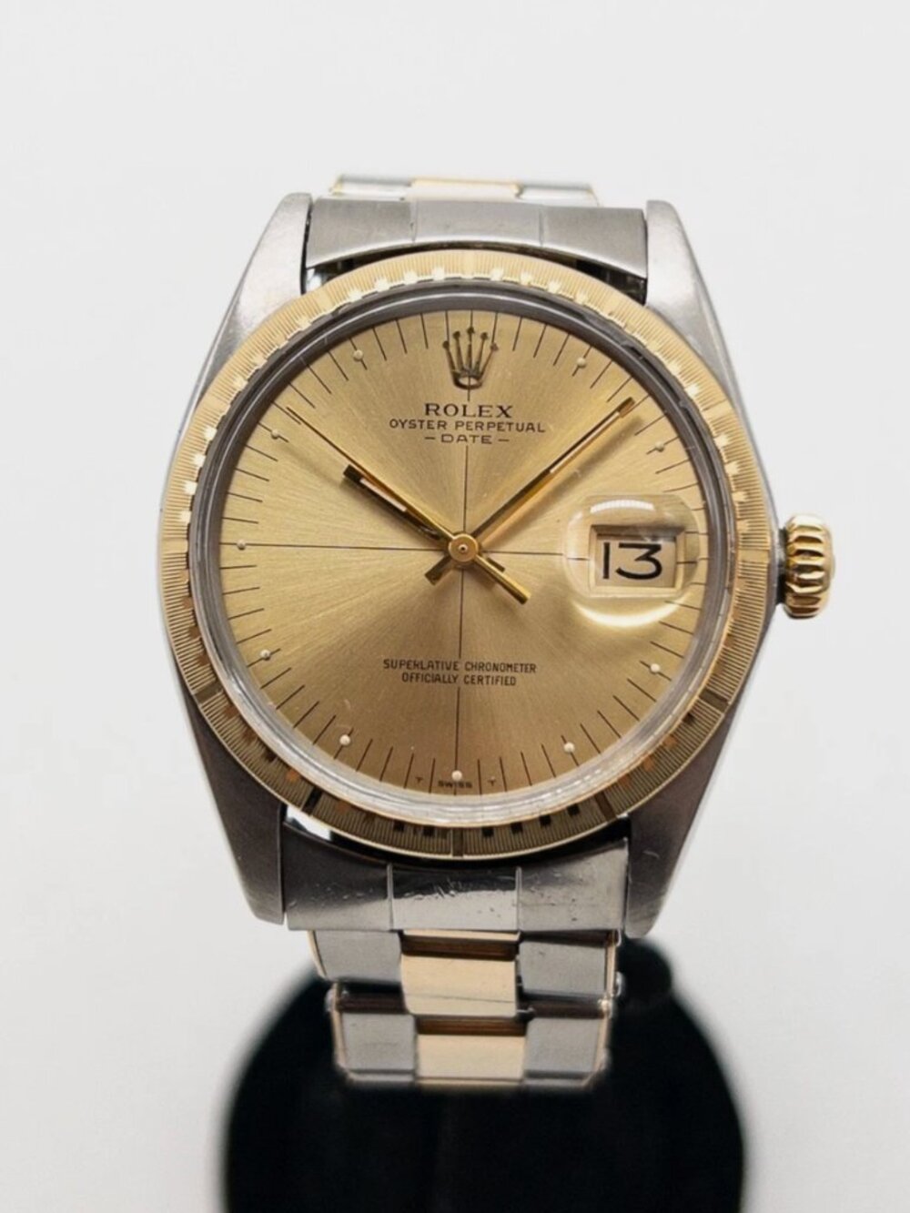 14k Yellow Rolex Mens Watch Stainless Date Watch